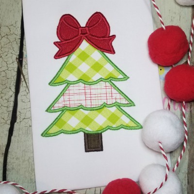 christmas tree wBow applique 